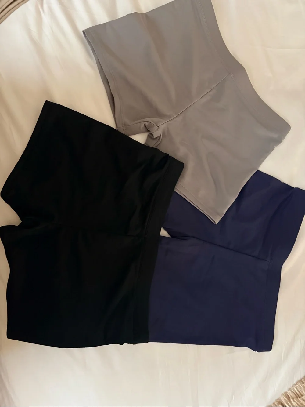 SO Kids “Cartwheel” Stretch Bike Shorts Trio - Black, Gray, Navy. XL